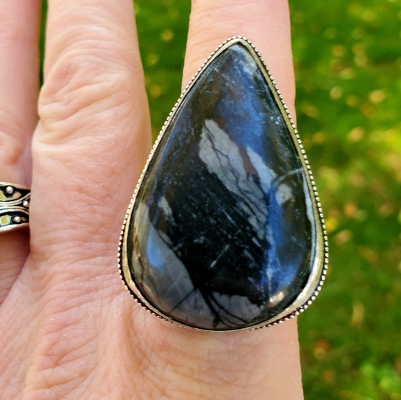 New Oversized Picasso Jasper 925 Silver Statement Ring. - Picture 9 of 16